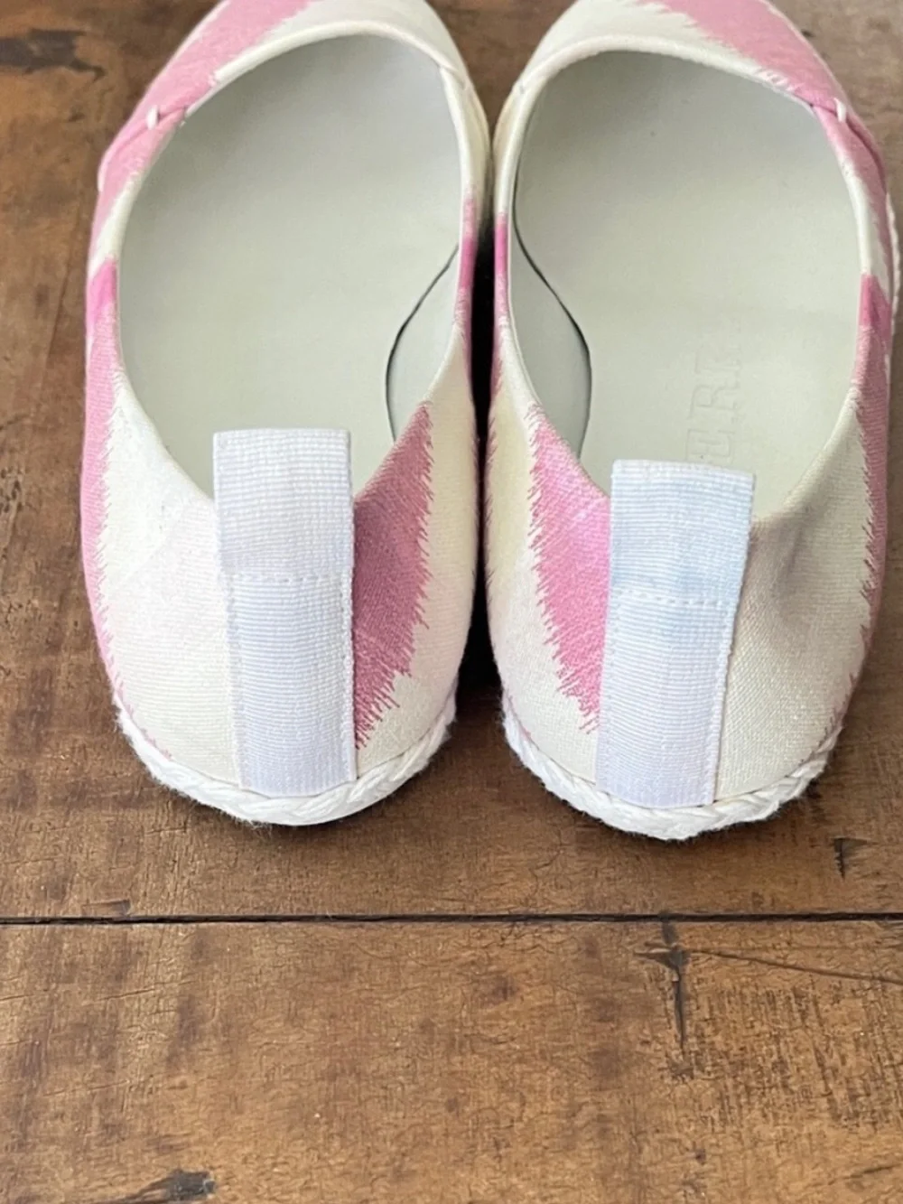 Burberry Pink & White Canvas Espadrille Flats
